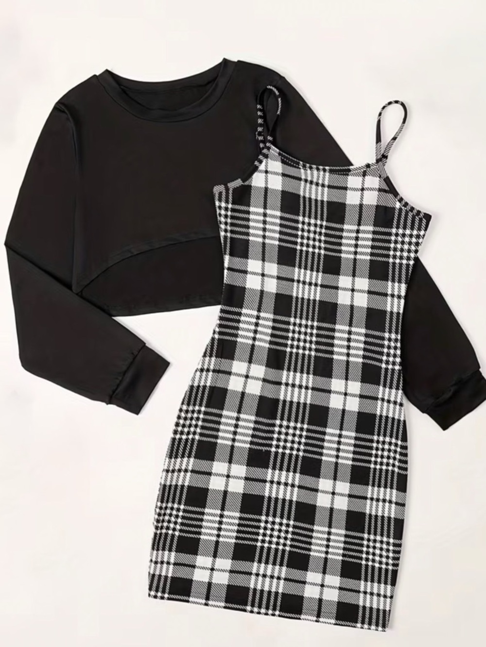 Black Cropped Sweater with Dress